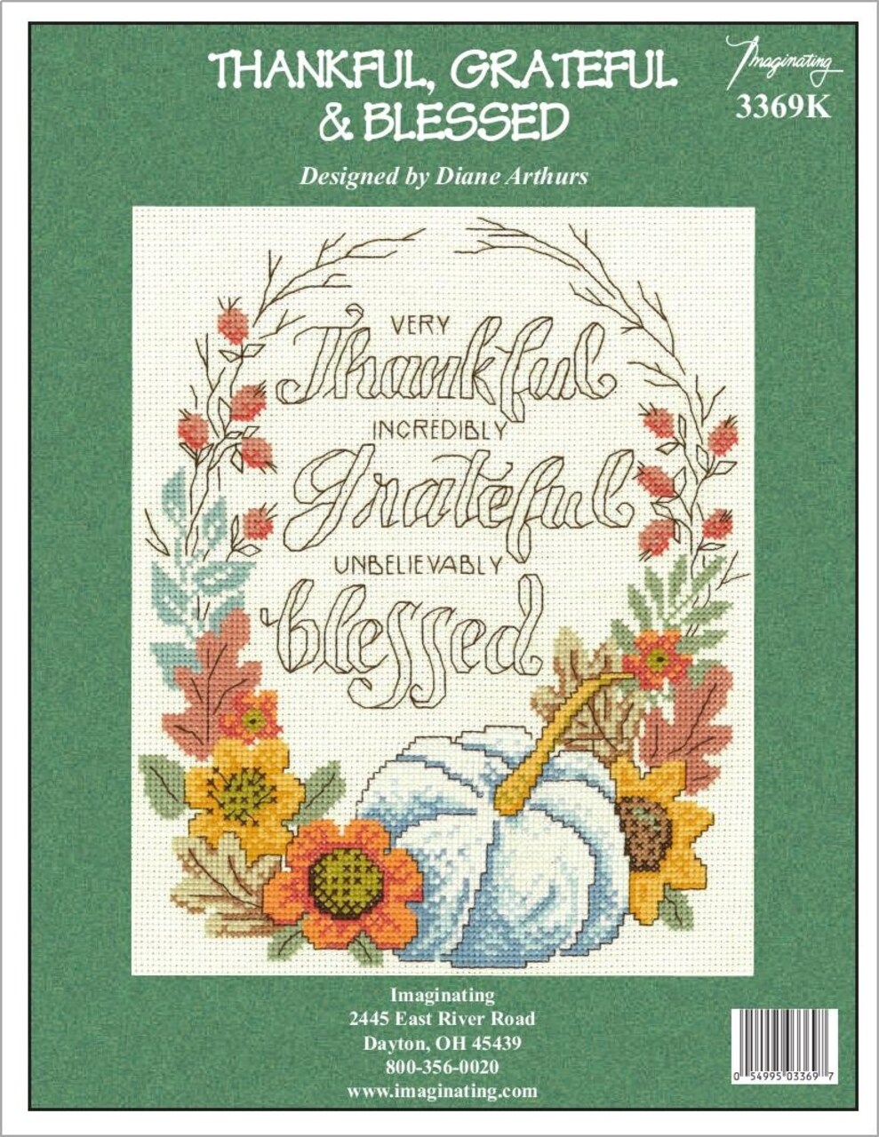 Imaginating Counted Cross Stitch Kit 8"X9"-Thankful, Grateful & Blessed (14 Count)